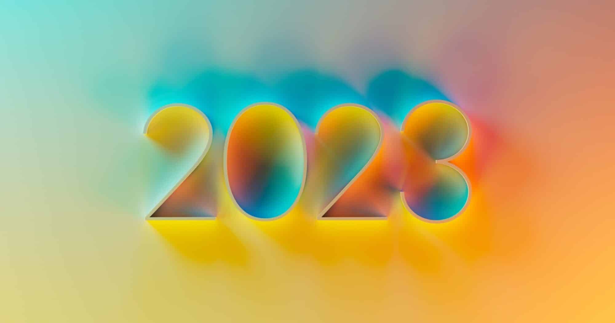 The number "2023" on a gradient background.